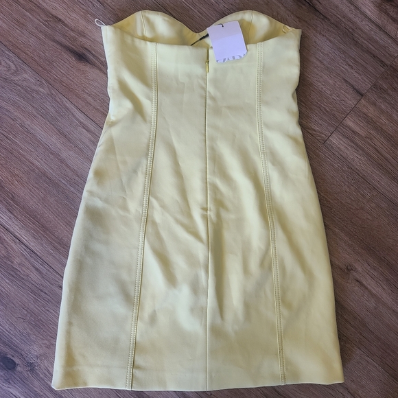 NWT Zara Yellow Strapless Mini Dress with cut outs sz small - Picture 7 of 8